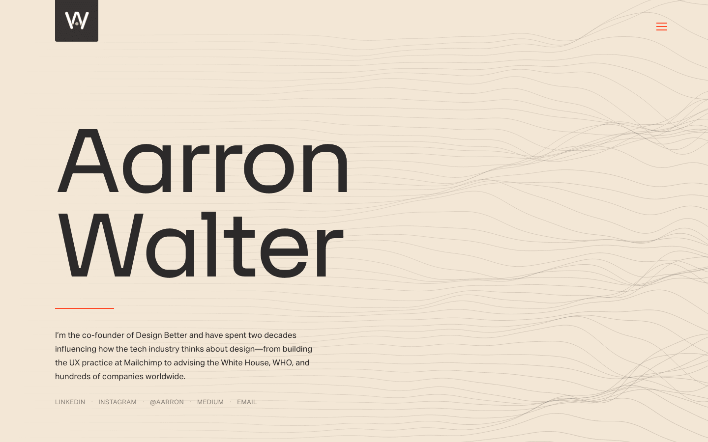 Screenshot of Aarron Walter's portfolio