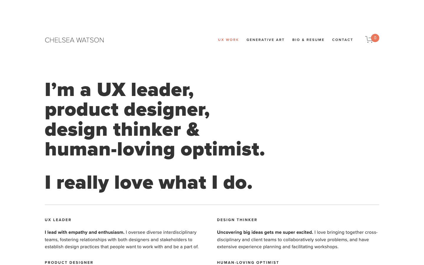 Screenshot of Chelsea Watson's portfolio