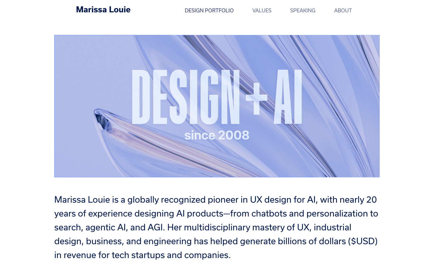 Screenshot of Marissa Louie's portfolio